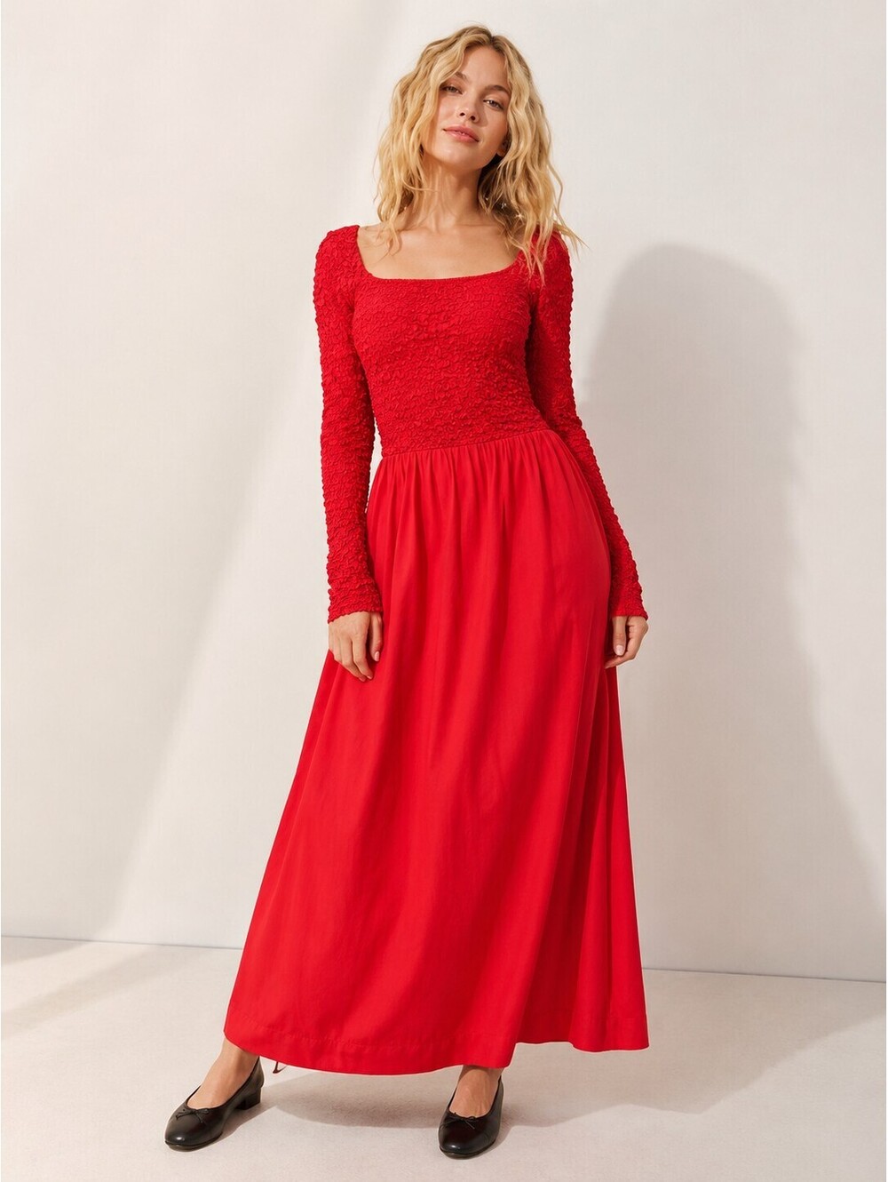 Damson Madder Women's Red Smocked Tie Strap Midi Dress Size 8 US NWT